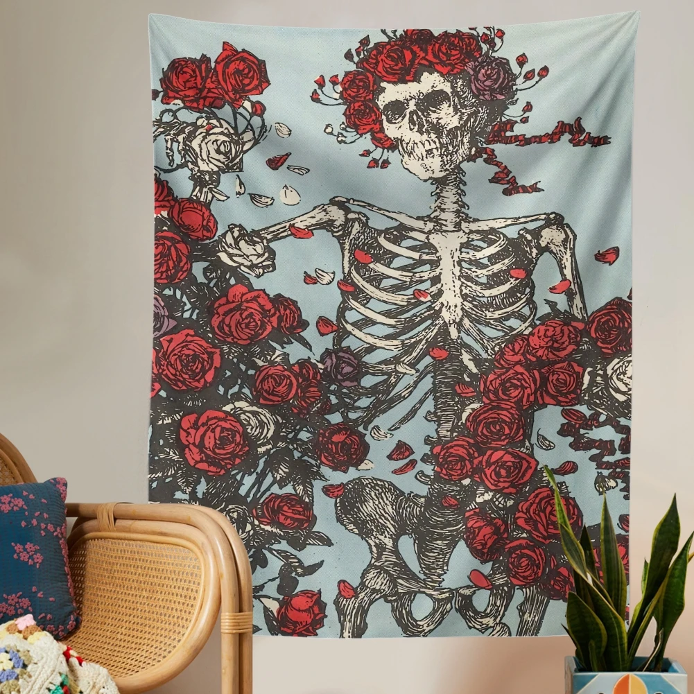 Настенный гобелен в виде черепа розы украшение для спальни гостиной | Дом и сад