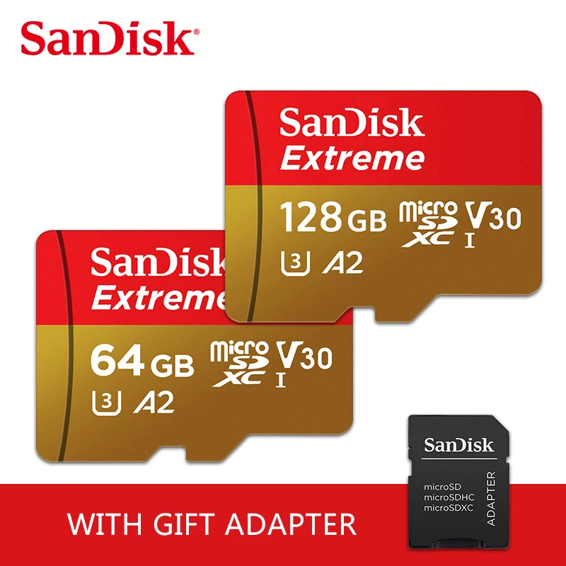 

100% Original SanDisk U3 A1 Class 10 32GB Micro SD Card 100MB/s 128GB 64GB A2 V30 Memory Card SDXC SDHC TF Card Flash Card