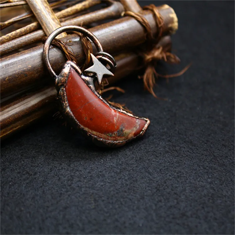 Женское ожерелье с подвеской в виде звезды и Луны красным агатом | Украшения