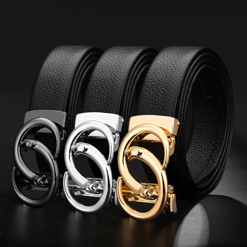 

Luxury Retro Designer S Belt Automatic Buckle Male High Quality Business All-match Leather Belt Double S Belt for Jeans G Brand