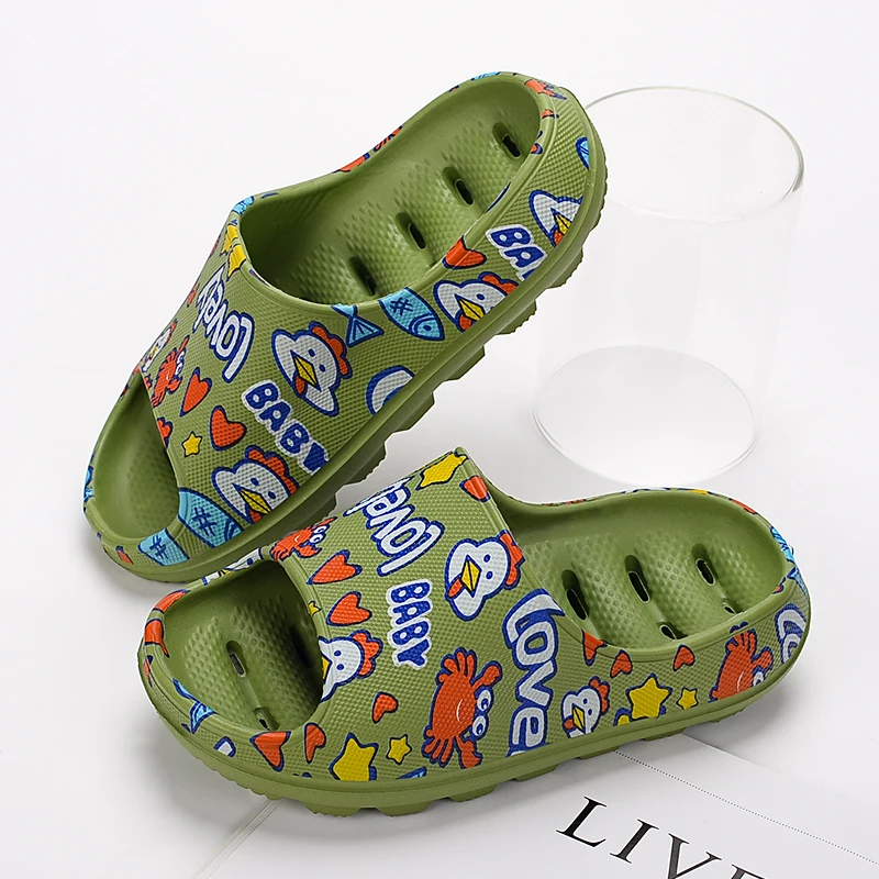 Тапки унисекс для дома и ванной Мягкие Шлепанцы с дырками мультяшный рисунок