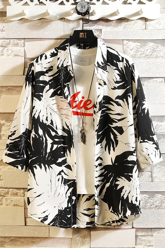 Мужская пляжная рубашка с коротким рукавом Повседневная Свободная гавайская