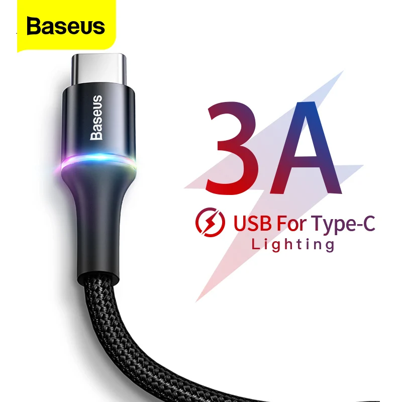 Кабель Baseus USB Type C для Samsung Xiaomi Redmi Note 7 10 3A шнур быстрой зарядки Внешнее зарядное