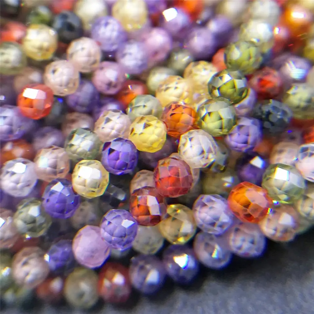 Fashion Multi Color Zircon Beads Micro Faceted Gem Stone 2mm 3mm Loose Spacer for Jewelry Making Bracelet Necklace | Украшения и