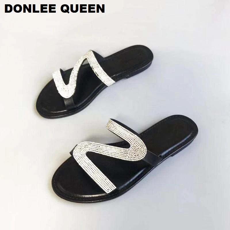 Шлепанцы женские с открытым носком римские пляжные сандалии плоская подошва