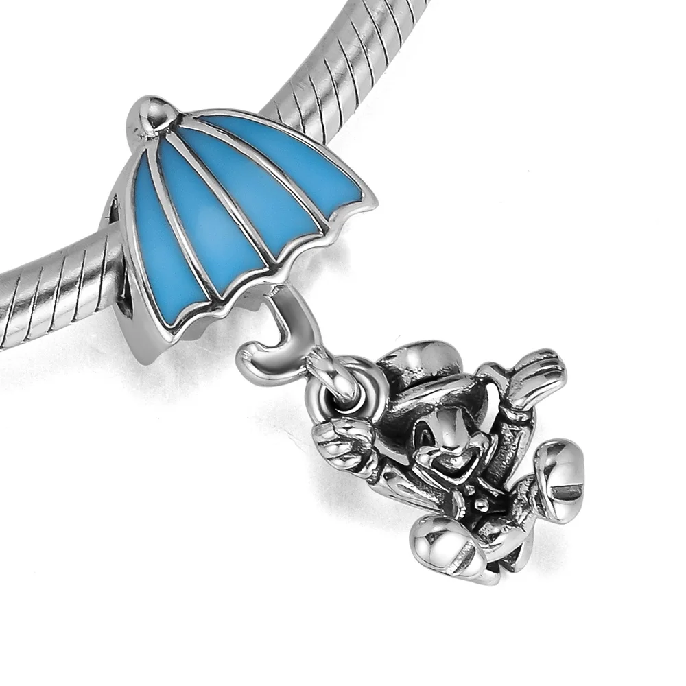 Винтажные шармы-подвески Jiminy Cricket из серебра 928 пробы синие Бусины Оригинальные