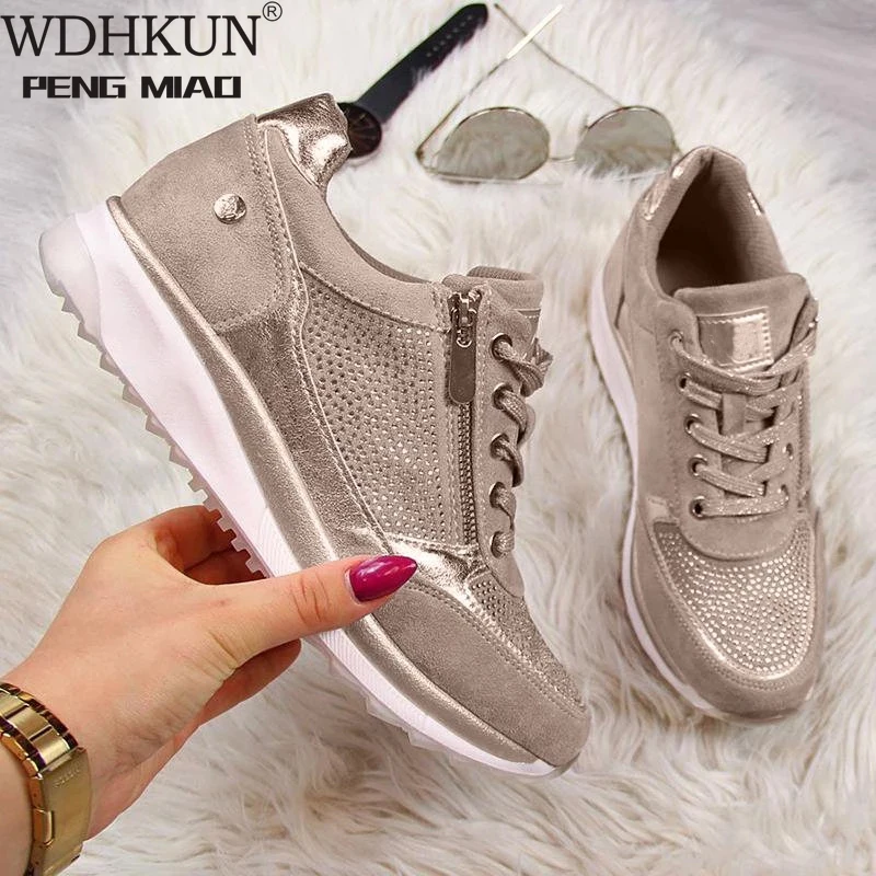 Women's Shoes Wedges Sneakers Women Vulcanize Sequins Shake Fashion Girls Sport Woman Footwear | Обувь