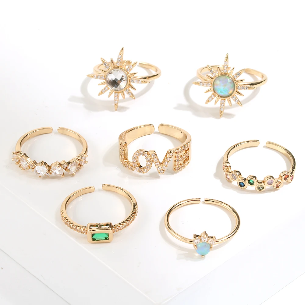 Женские обручальные кольца с кристаллами Artilady опаловые регулируемые золотые