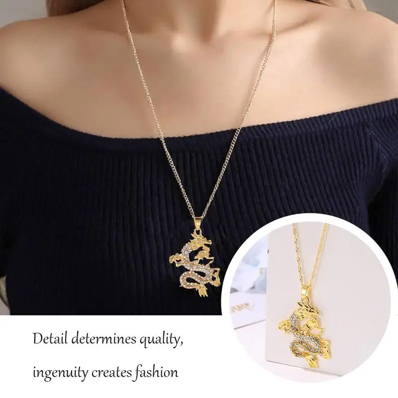 Модное Кукольное золотистое китайское ожерелье с кулоном дракона для мужчин и