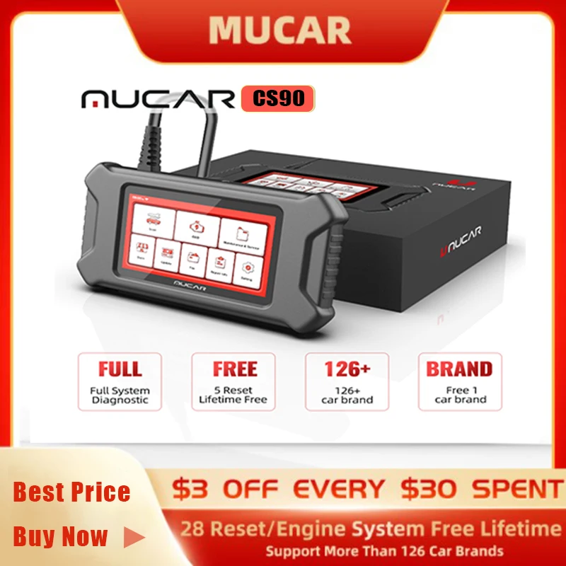 

MUCAR CS2 CS90 CS99 OBD2 Car Auto Scanner Engine System Reset Service ECM Lifetime Free For All Code Reader Diagnostic Tool