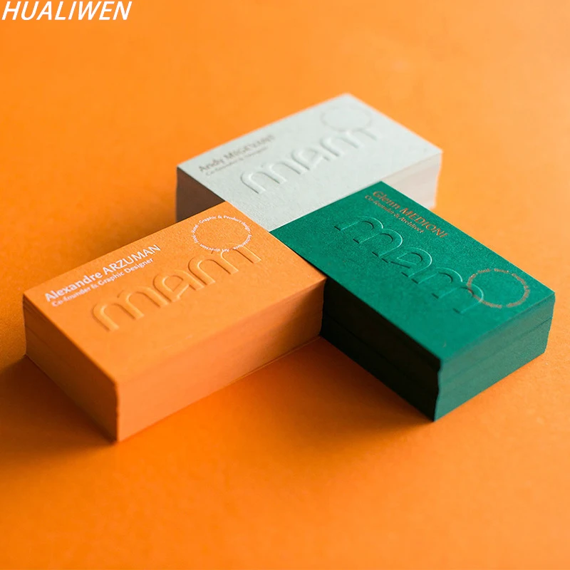 

100PCS Customized Full-color Double-sided Printing Business Card Embossing Business Card 500G Paper 90*54MM