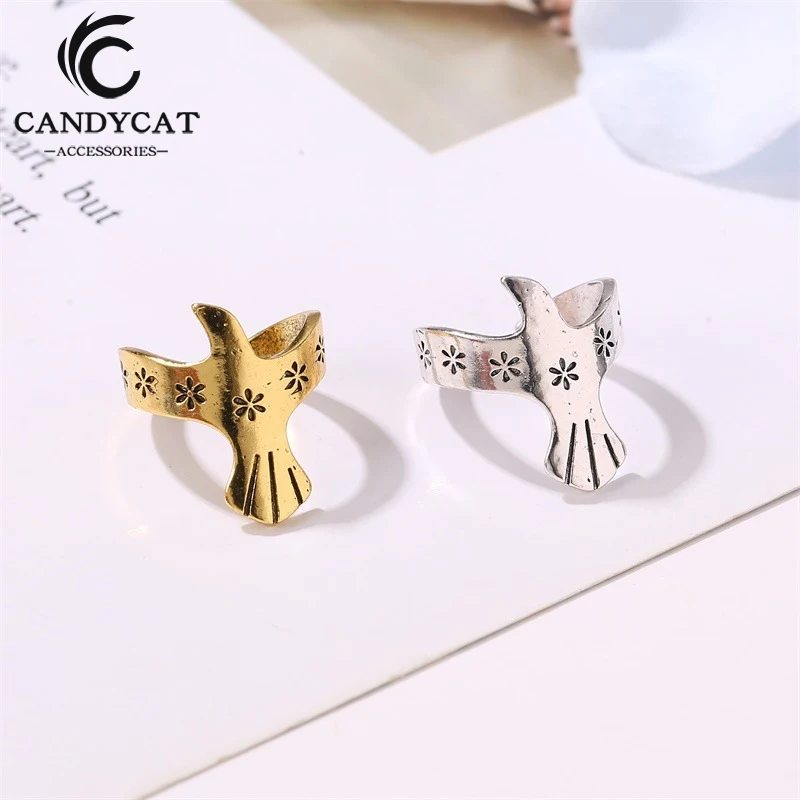 

Vintage Hollow U-shaped Single Ear Clip Geometric Bird Earrings Without Piercing Painless Trendy Women Ears Jewelry Wholesale