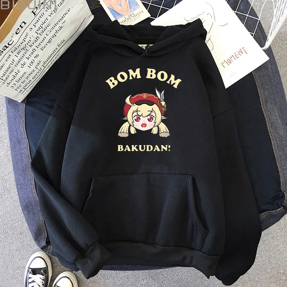 

Harajuku Genshin Impact Hoodie Cartoon Letter Print Sweatshirts Women Streetwear Men Kawaii Klee Funny Korean Style Fashion Tops