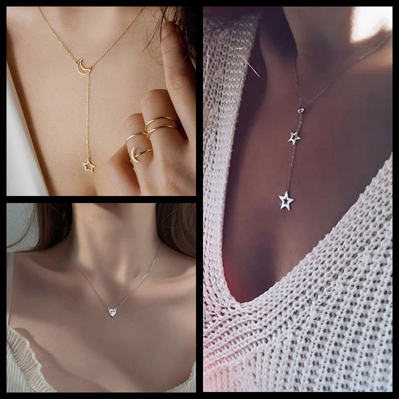 

Женское ожерелье с подвеской в виде звезды, Луны и кисточек