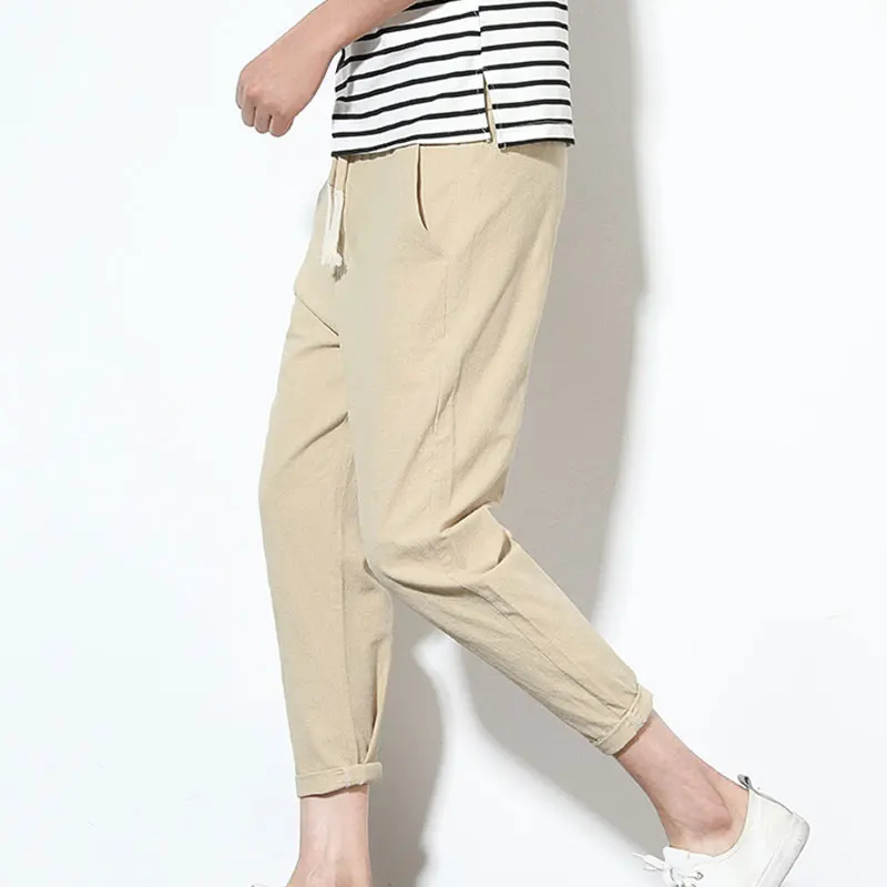 Мужские брюки-карандаш из полиэстера и хлопка повседневные тонкие брюки до