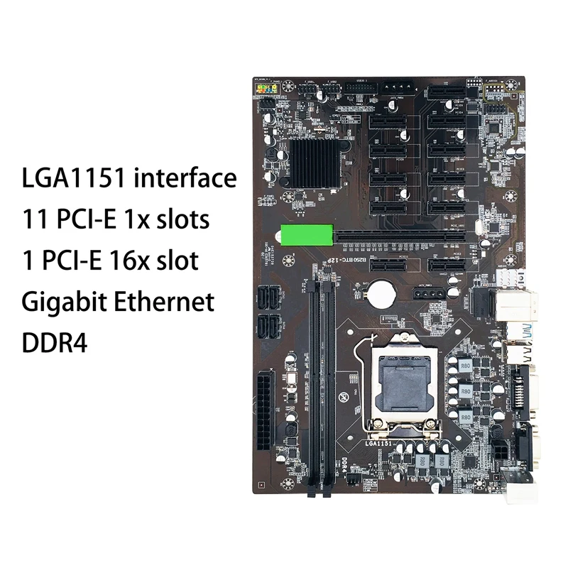 

Материнская плата B250 BTC для майнинга 12 Pcie 16X, слот для видеокарты 1151, интерфейс ЦП DDR4 SATA3.0, материнская плата для майнинга