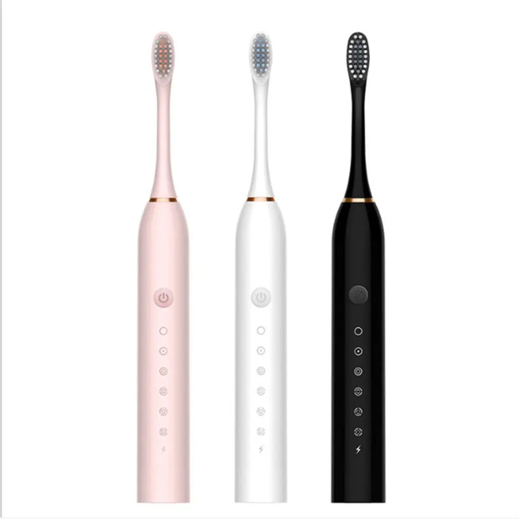 

Electric Toothbrush With 5 Brush Head 6 Gears Sonic Vibration Adult Household Soft Fur USB Charging Waterproof Toothbrush