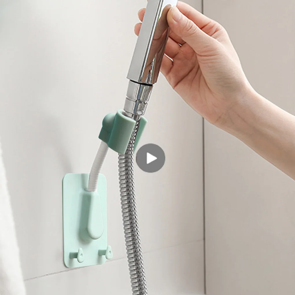 

360 Shower Head Holder Adjustable Self-Adhesive Showerhead Bracket Wall Mount With 2 Hooks Stand SPA Bathroom Universal ABS 1pc