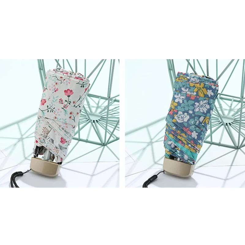 

Складной зонт, цветочный компактный мини-зонт, УФ-Солнцезащитный зонт, прочный и портативный Ветрозащитный дорожный зонт