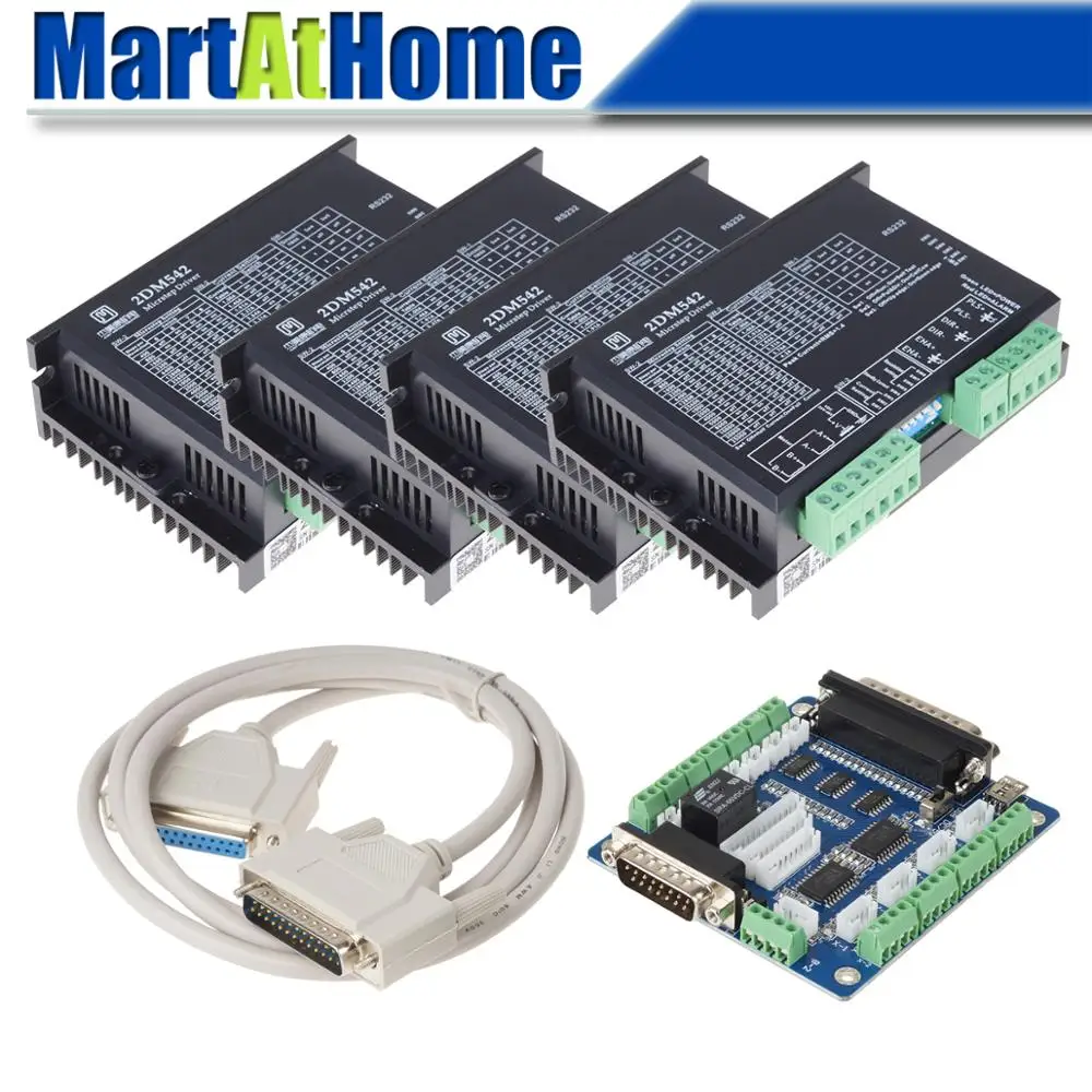 DIY 4 оси CNC драйвер комплект-цифровой шаговый Драйвер 2DM542 24VDC 4.2A& Breakout Board для DIY ЧПУ маршрутизатор машина
