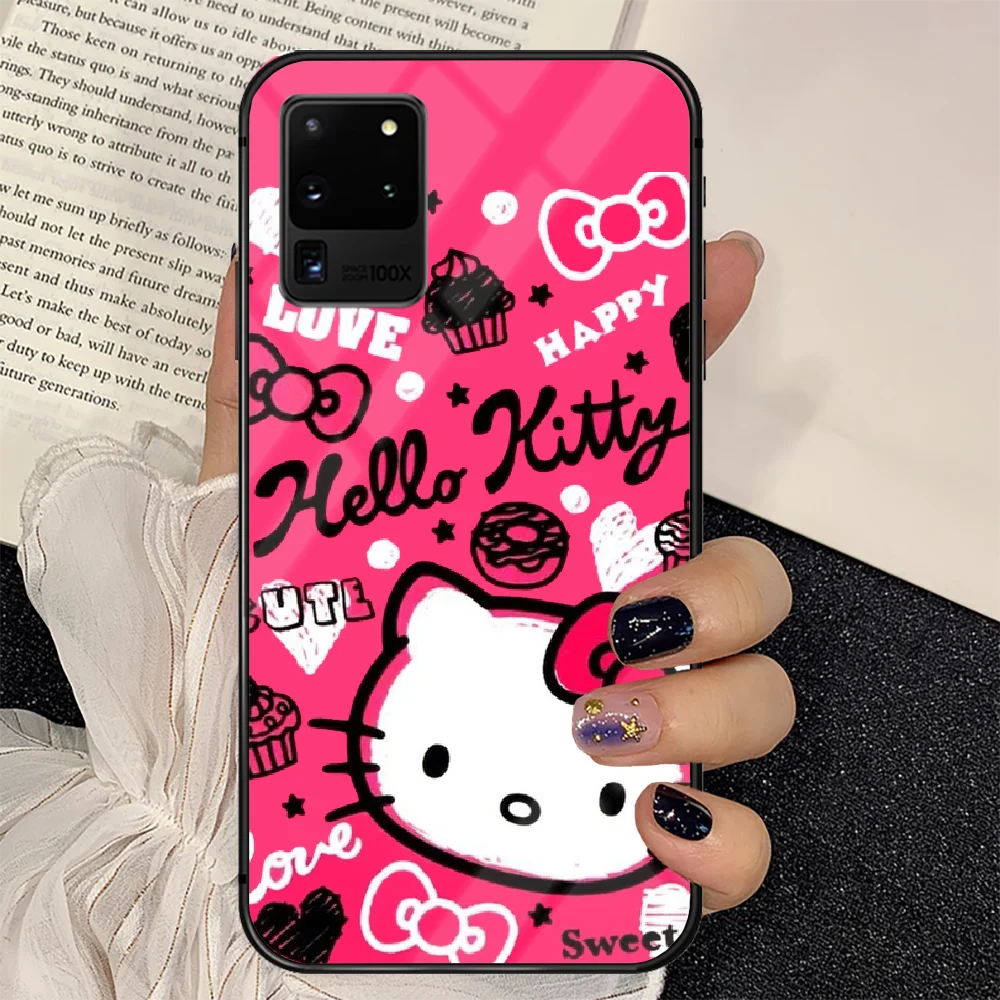 

Cat Kittys Cute Cartoon Phone Tempered Glass Case Cover For Samsung Galaxy S Note 5 6 9 10 10E 20 21 FE Plus Uitra Hoesjes Soft