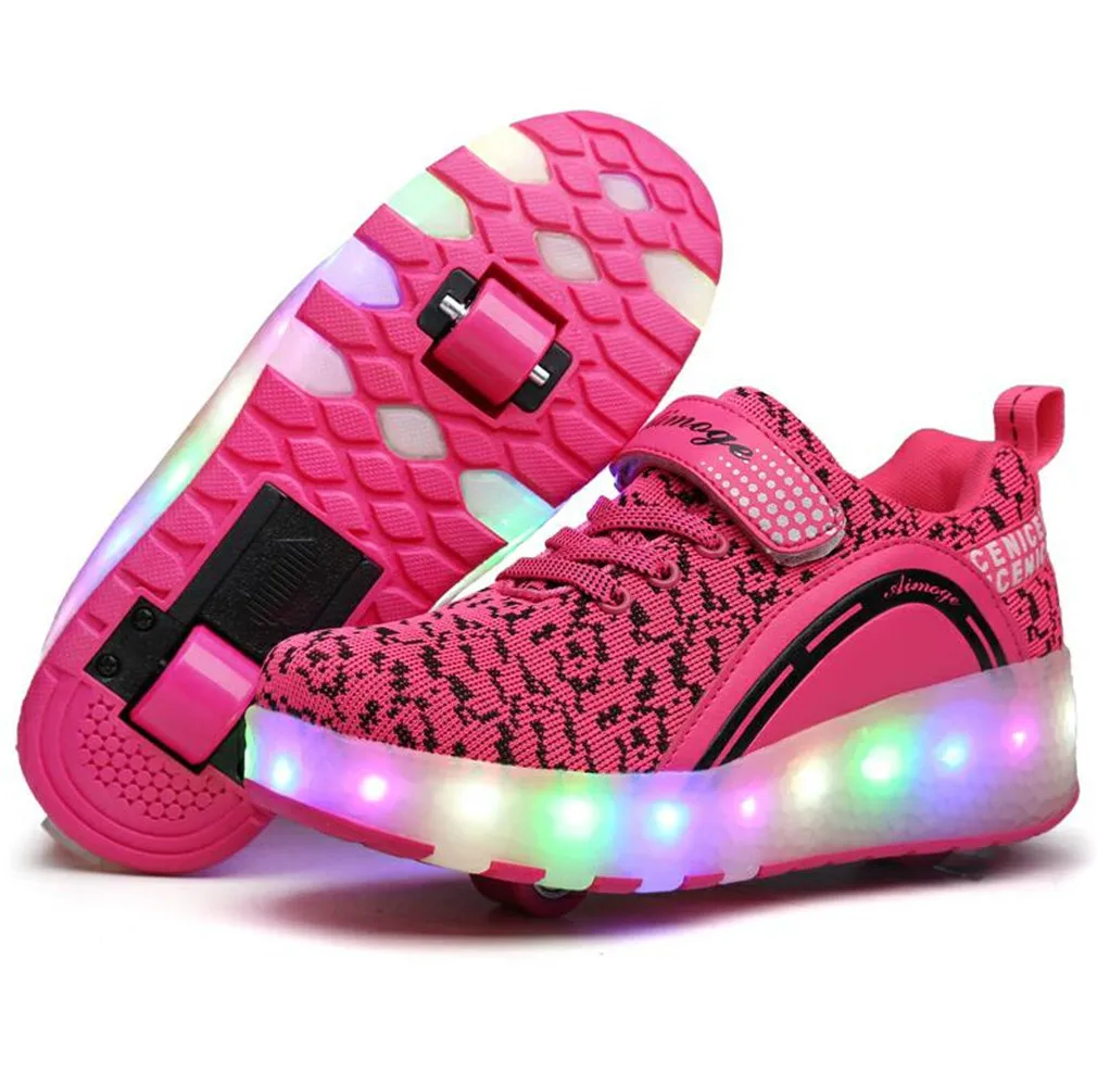 СВЕТОДИОДНЫЕ легкие кроссовки Heelys с двумя колесами для мальчиков и девочек