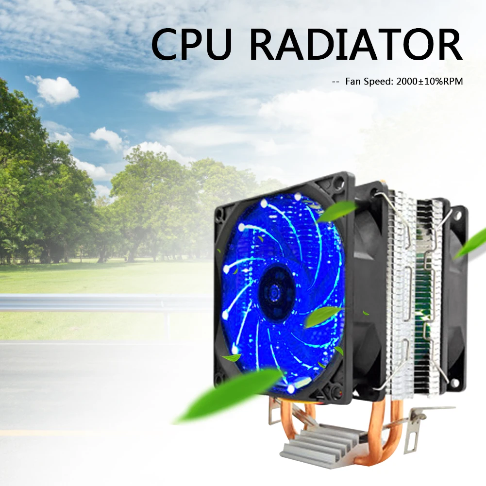 

Кулер для процессора Intel и AMD, кулер для компьютера с 2 тепловыми трубками и радиатором для видеокарты