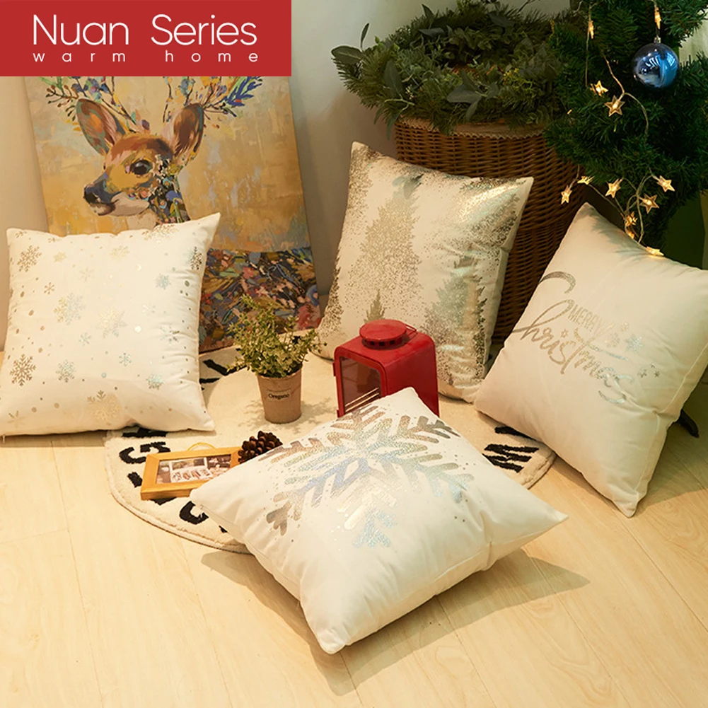 

45cm Christmas Snowflake Cushion Cover Merry Christmas Decorations For Home Cristmas Ornaments Natal Navidad Gift New Year 2022