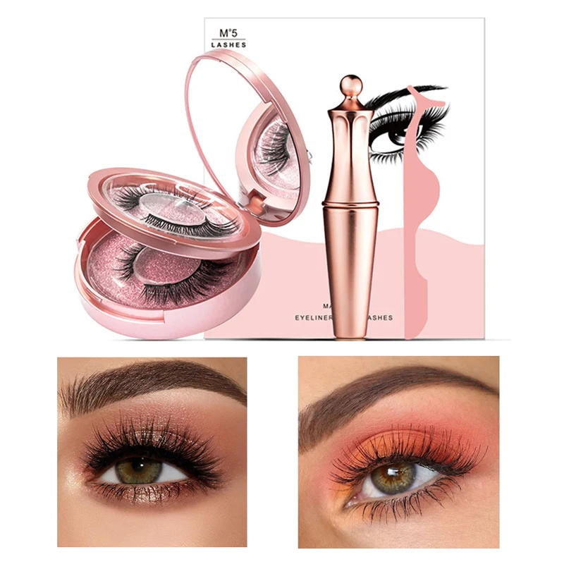 Натуральные магнитные накладные ресницы Пинцет Набор магнит жидкая подводка для