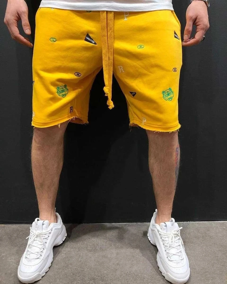

Summer new bodybuilding five-point pants men's gym fitness exercise casual sports pants fashion trend elastic slim shorts