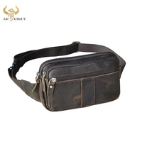 quality genuine leather men casual fashion travel waist belt bag chest pack sling bag design bum phone cigarette case male 342 d