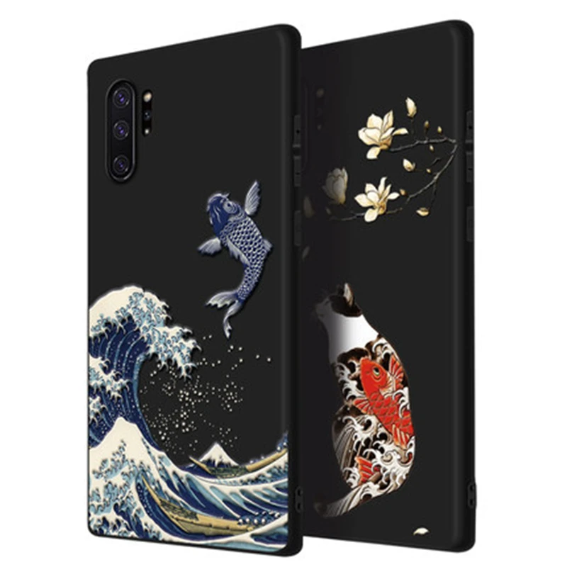 Чехол для телефона Samsung Galaxy Note 20 чехол Kanagawa Waves Carp Cranes 3D гигантский рельефный Ultra |