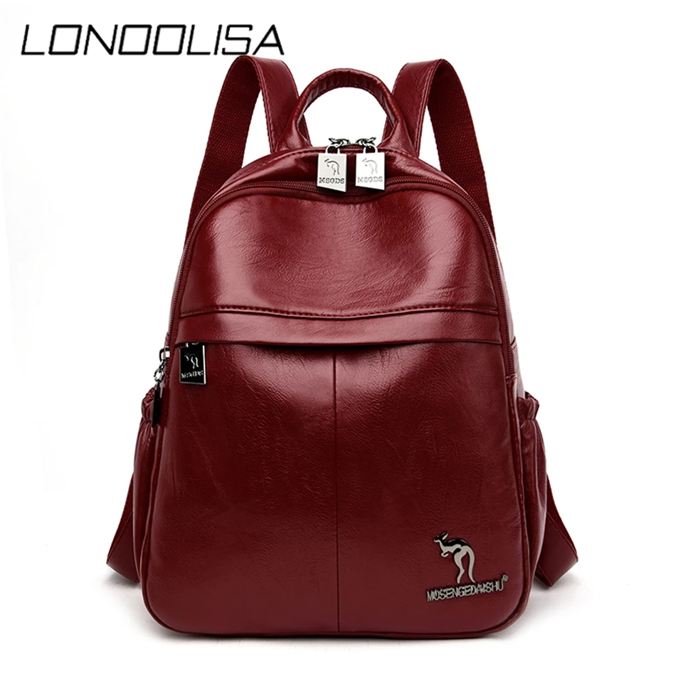 Дизайнерский брендовый мягкий кожаный женский рюкзак Большая вместительная