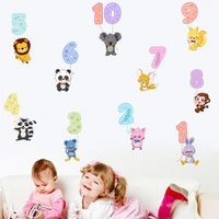 cartoon animals wall stickers for kids room decoration baby numbers wall decals nursery mural home decor self adhesive wallpaper
