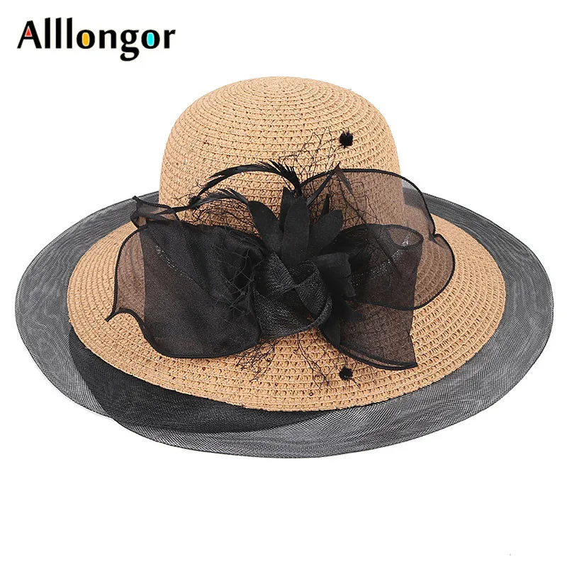 

Summer Straw Hat Women 2021 Foldable Casual Panama Beach Ldies Sun Hats Wide Brim Floral Sequin Sun Protection Cap Floppy Travel
