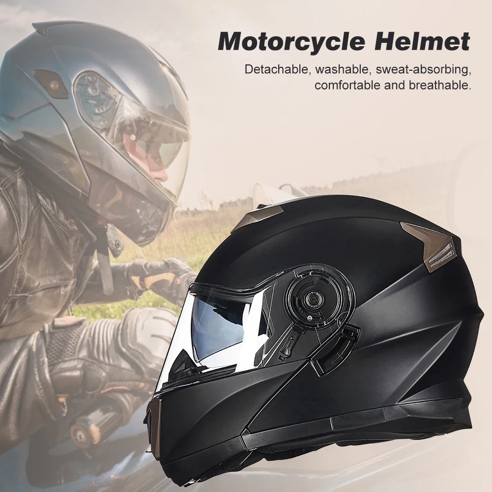 

Helmet Men's Motorcycle Helmet Revealing Helmet Double-lens Full Cover Four Seasons Anti-fog Full Helmet Motorcycle Supplies