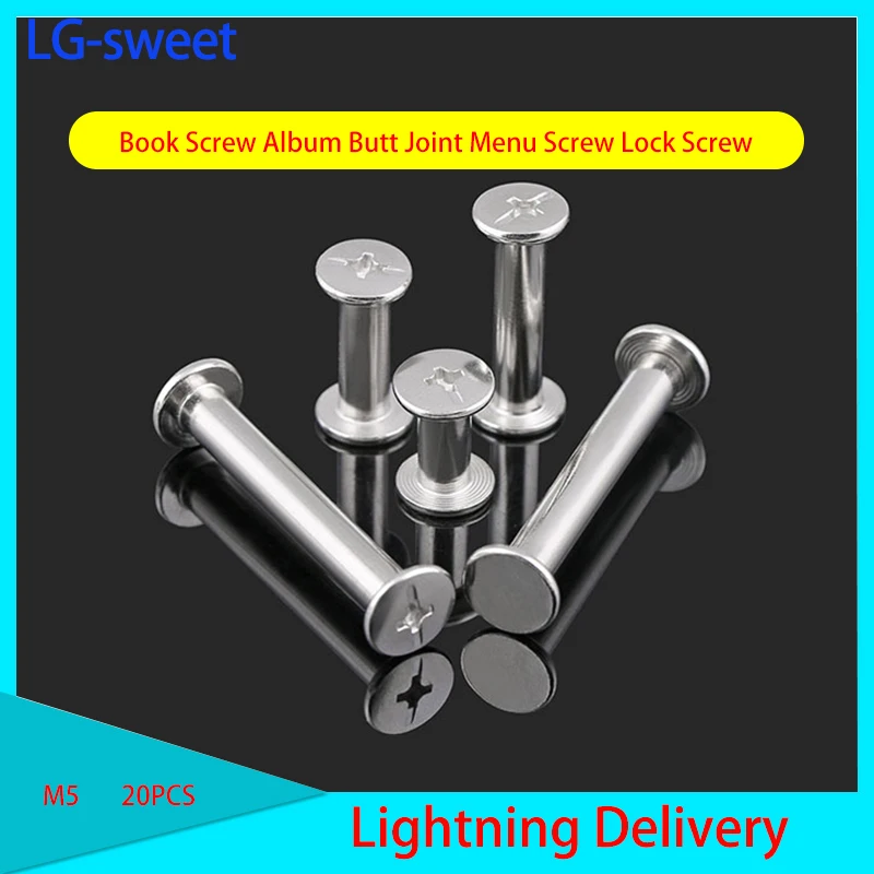 

Plated Daughter Ledger Screw Book Screw Album Butt Joint Menu Screw Lock Screw M5 20PCS