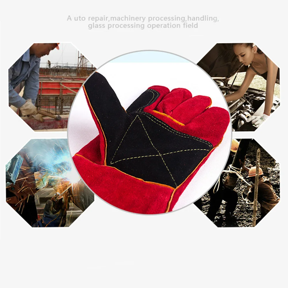 1 пара кожа износостойкая печь рукавица Садоводство Рабочая выпечка ручная