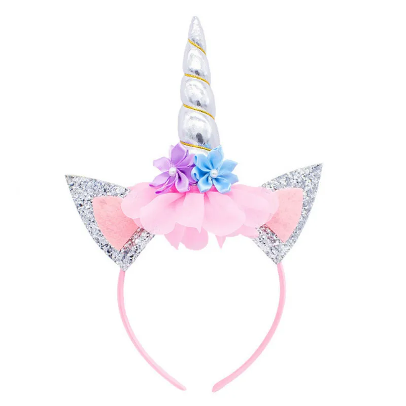 New Unicorn Headband Cute Women kids Sweet Flower Horn Hair Band Birthday Party Floral Crown Headwear | Детская одежда и обувь