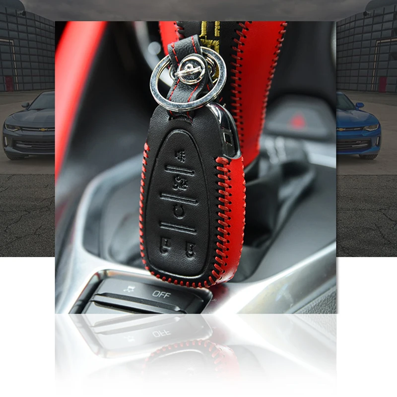 

Car Key Case Free Hand-sewn Key Cover Anti-drop Cover for 16-20 Chevrolet Camaro Car Accessories Protective Key Bag