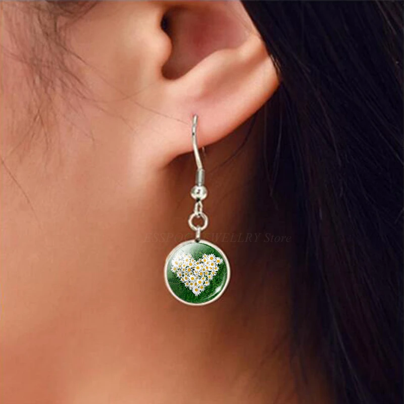 Серьги-подвески с цветами Ромашка | Украшения и аксессуары