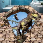 ПВХ самоклеящиеся водонепроницаемые наклейки на стену, 3D динозавр, напольные фрески, виниловые напольные покрытия для ванной, уличная живопись, 3D художественные наклейки