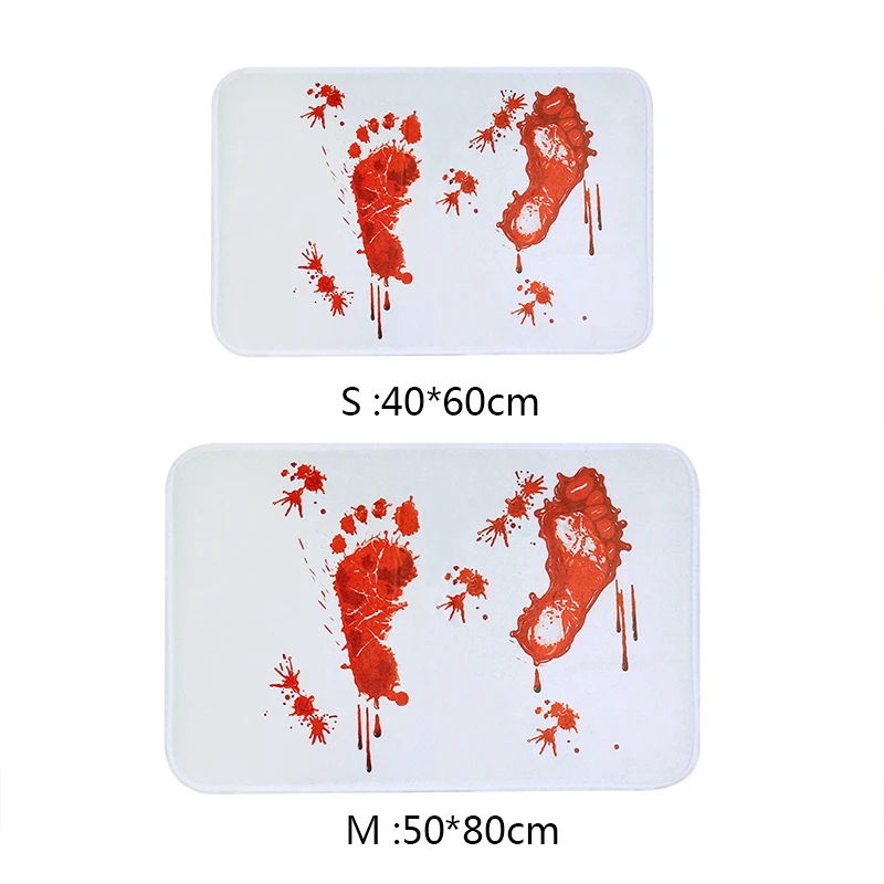 

Halloween Scary Blood Footprints Mat Flannel Non-slip Absorbent Bathroom Door Mat Halloween Decoration For Home Kitchen Rugs