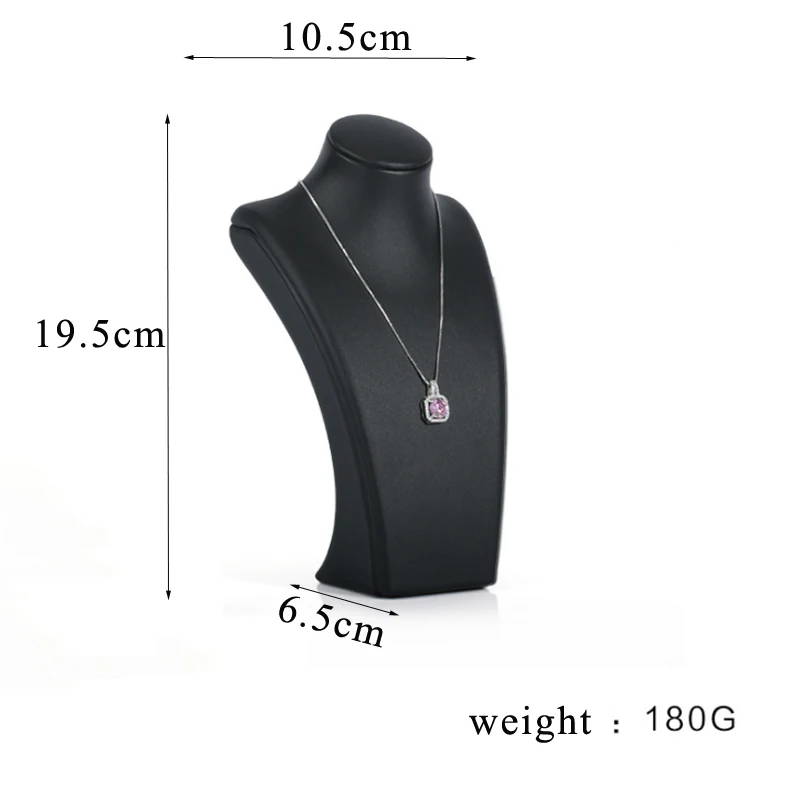 

In Stock Classic PU Leather Black Portrait Hanging Neck Jewelry Stand Necklace Stand Model Display Stand Jewelry Photo Props