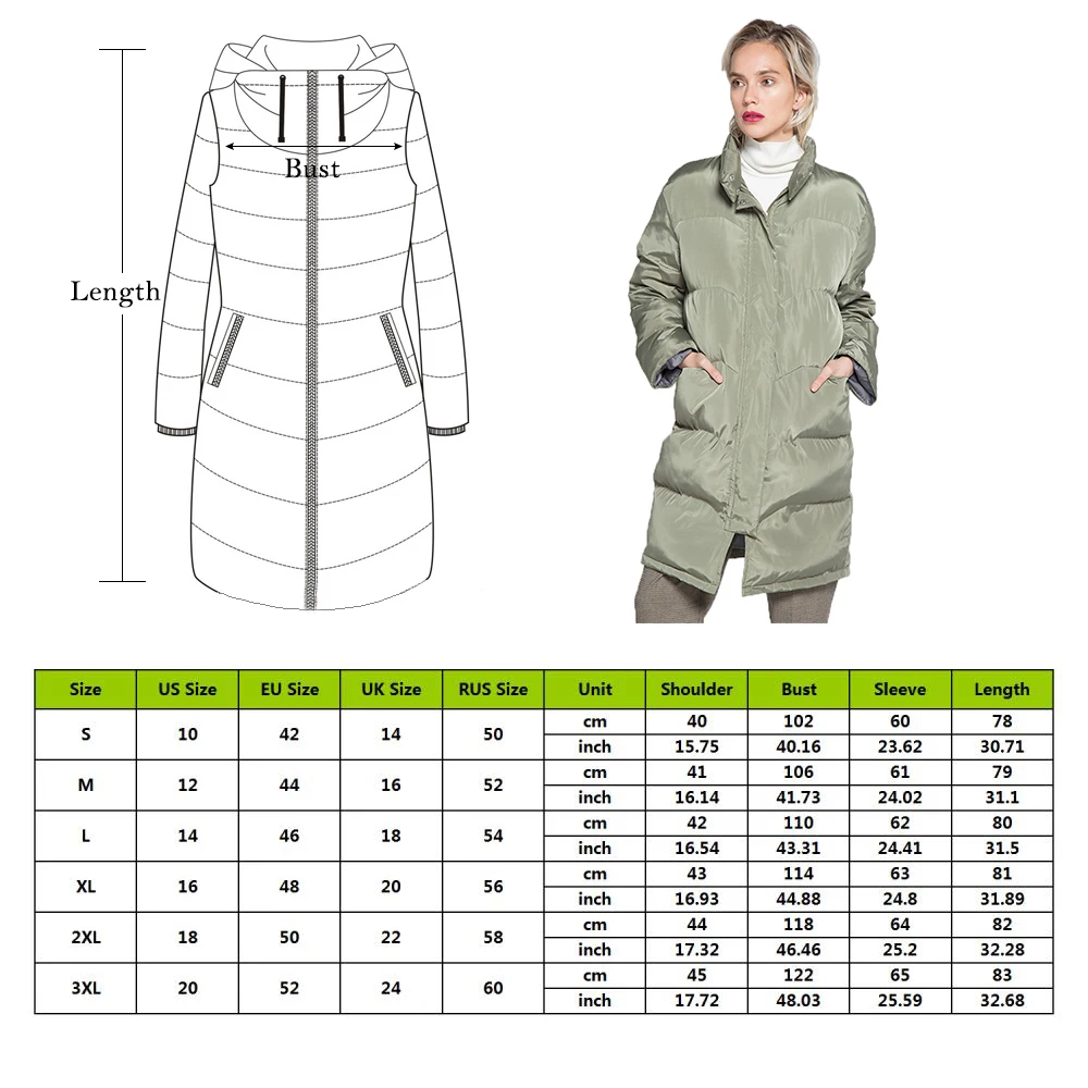 Winter Ladies New Hooded Thick Large Size Bread Jacket Coat Clothes Cotton Long Section Over The Knee | Женская одежда