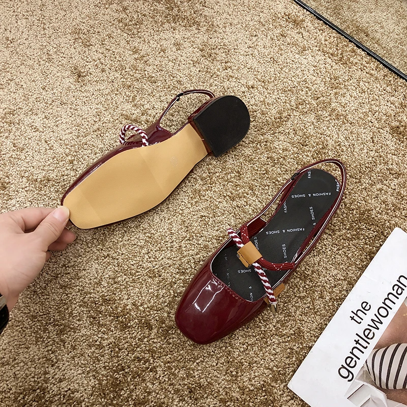 

2019 Autumn Patent Leather Shoes Women Loafers Casual Shoes Ballet Flats Pointed Toe Shallow Square Toe Slip-on Ladies Loafer