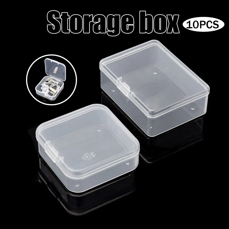 

10 Pack Clear Storage Box Organizer with Snap-tight Closure Latch Jewelry Earplugs Bead Container Multifunctional J55