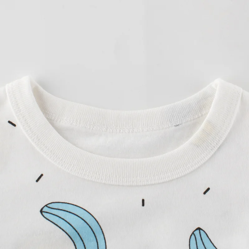

2021 Kids Tops Cotton Summer Girls Banana Print t-shirt Toddler Child Clothes Girl Clothes White Children Short Sleeve T shirt 2