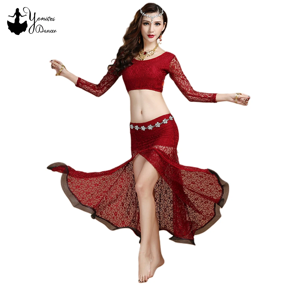 3 цвета новинка высокое качество кружевная одежда с длинным рукавом для танца