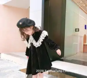 Платье для девочек осень-зима 2019 новая иностранная детская одежда Золотое